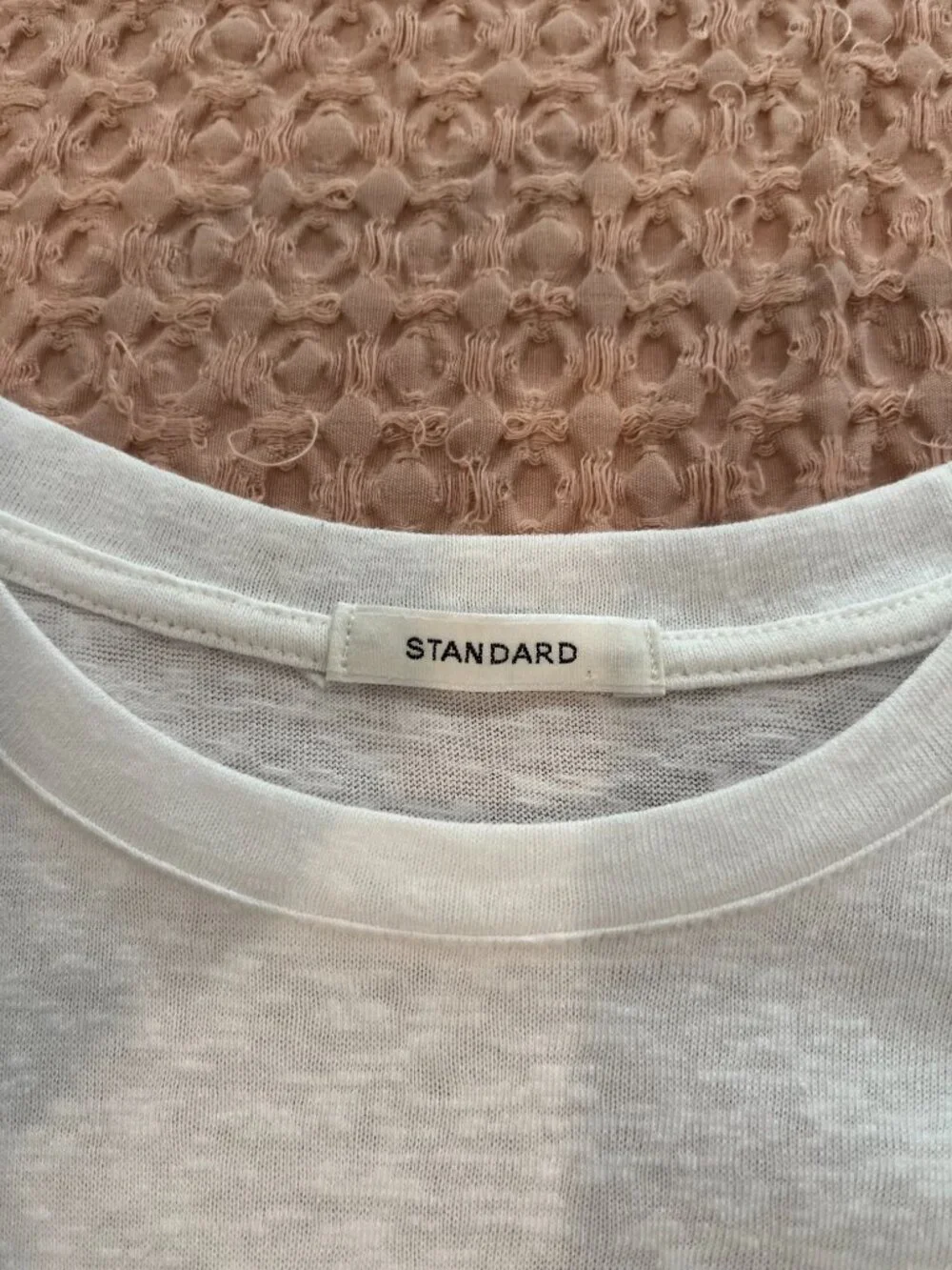 Standard (Korean boutique) white cotton tee with mid-side drawstring - M - Picture 3 of 5